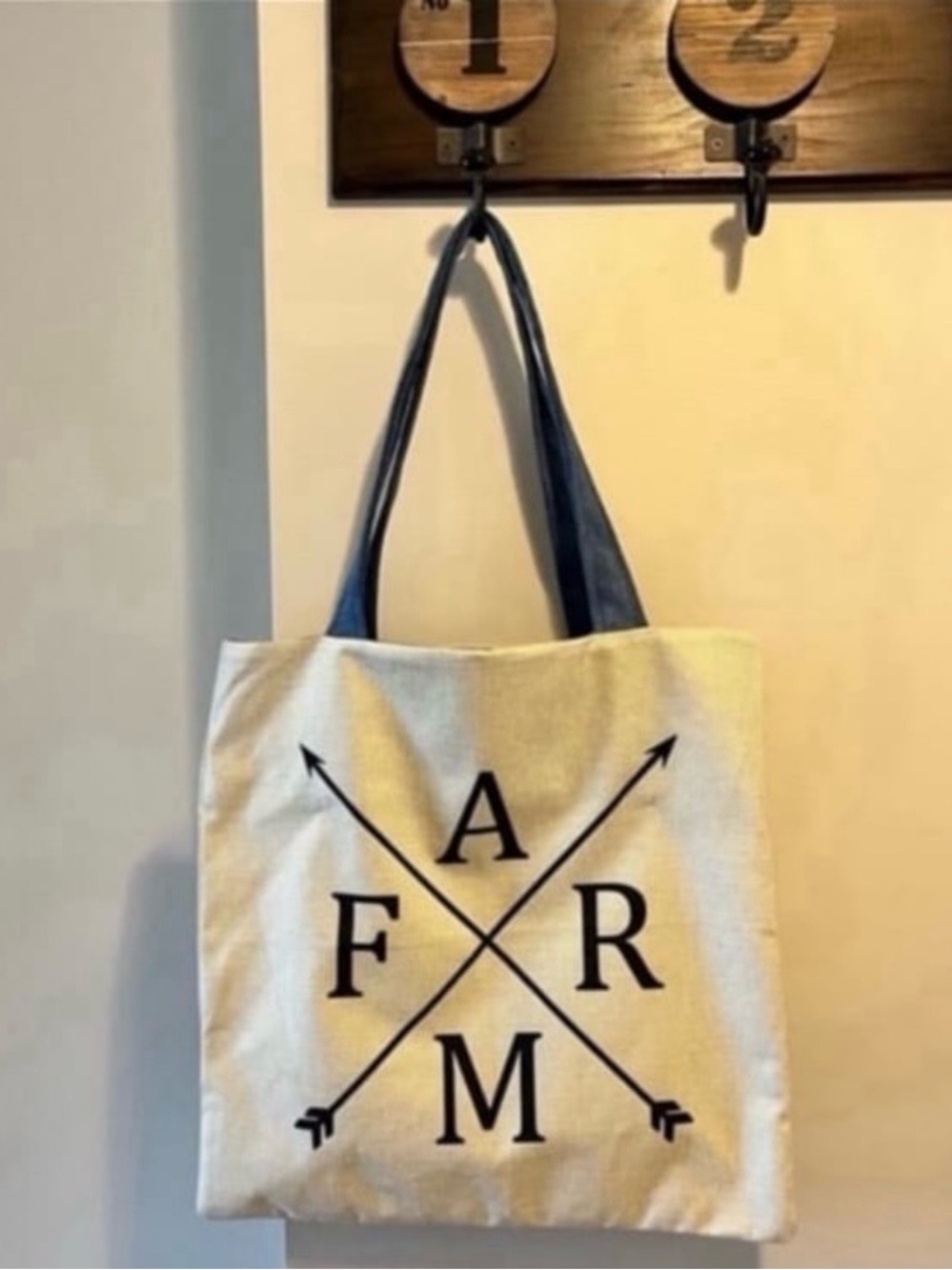 Handmade Large FARM Tote with Double Handle 18”x18”